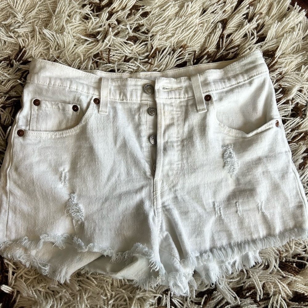 White Levi Jean Shorts